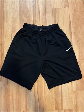 Nike Black Athletic Training Shorts with White Swoosh